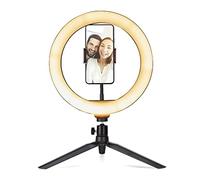 Akai A52004 10 Inch LED Ring Light with Phone Holder and Tripod Stand, Black