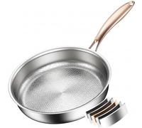 Akaice Stainless Steel Frying Pan 28cm, Titanium Non-Toxic Pan for Cooking, 18/10 Stainless Steel 5-Ply with Rose Gold Handle, PTFE & PFOA Free, Compatible with All Hobs, Oven, Dishwasher