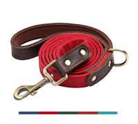 AKAILEA Stylish PU Leather Dog Leash, 5ft by 3/4in Dog Leashes for Small Medium Dogs, Soft Padded Handle & Easy to Clean, Fashionable Pet Lead for Walking Running Training, Red