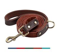 AKAILEA Stylish PU Leather Dog Leash, 5ft by 3/4in Dog Leashes for Small Medium Dogs, Soft Padded Handle & Easy to Clean, Fashionable Pet Lead for Walking Running Training, Brown