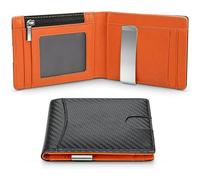 AKAILY Men’s Wallet RFID Business Card Holder Smart Wallets for Men Carbon Fiber Slim Thin Minimalist Wallet-Carbon Orange