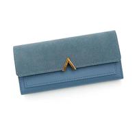 AKAILY Men's Wallets Women's Wallet Long V-Shaped Buckle Tri-fold Clutch Coin Purse Card Holder-blue-18 8x9x2 7cm
