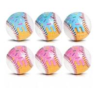 AKAIXI Baseballs PVC 9in Practice Baseball for Training Hitting Lifestyle Decor Ideal Personalized Inspired Gifts for Players Coaches Moms (Pink Blue Drip, Baseball Set (6 Piece))