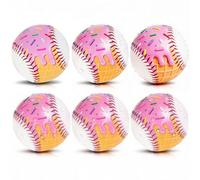 AKAIXI Baseballs PVC 9in Practice Baseball for Training Hitting Lifestyle Decor Ideal Personalized Inspired Gifts for Players Coaches Moms (Pink Drip, Baseball Set (6 Piece))