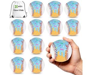 AKAIXI Baseballs PVC 9in Practice Baseball for Training Hitting Unique Lifestyle Decor Ideal Personalized Inspired Gifts for Players Coaches Moms (Blue Drip, Baseball Set (12 Piece))