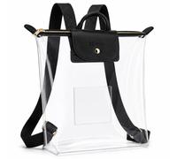 AKAIXI Clear Backpack for Stadium Events, PVC Transparent Backpack, Black, Medium