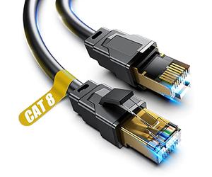 Akake Cat 8 Ethernet Cable, 0.5M 1M 2M 3M 5M 6M 9M 12M 15M 18M 30M Heavy Duty High Speed Internet Network Cable, Professional LAN Cable Shielded in Wall, Indoor&Outdoor (5M), Black