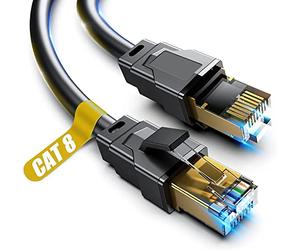 Akake Cat 8 Ethernet Cable, 0.5M 1M 2M 3M 5M 6M 9M 12M 15M 18M 30M Heavy Duty High Speed Internet Network , Professional LAN Cable Shielded in Wall, Indoor&Outdoor (1M), Black