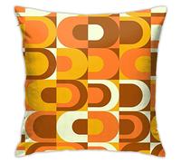 Akame 70s Pattern Retro Inustrial in Orange and Brown Tones Throw Pillow Covers Cozy Square Throw Pillow Case Home Decor for Bed Couch Sofa Living Room Cushion Cover 18"X18"