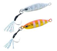 Akami Pin Jig Micro Jig - Sinking Jigging Bait for Mackerel, Sugarelli and Tonnets - Perfect for Light Shore Jigging and Vertical Boat (1 ZEBRA GLOW + 1 ZEBRA GLOW, Jig 5g | 37mm)