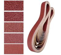 Akamino 10 Pcs 50x2100mm Sanding Belt, 60/80/120/240/400 Mixed Grits Aluminum Oxide Abrasive Sandpaper for Belt Sander Metal Grinding Wood Working Weld Rust Removal