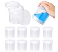 Akamino 10 Pcs Empty Plastic Paint Pail with Lid, 0.08 Gallon/300ml Clear Plastic Paint Cans Seal Paint Jars, Food Grade Storage Containers for Ink Pigment Liquid DIY Projects Crafts Candy