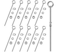 Akamino 10 Sets M6x200mm Eye Bolts, 304 Stainless Steel Shoulder Lifting Eye Bolt with Nuts and Washers, Male Screw Thread Ring Long Shank Eyebolt for Engineering Equipment Machinery Fastening Suspend