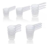 Akamino 15 Pcs Plastic Measuring Spoons, 100ml,70ml,50ml, 40ml,30ml Transparent Measurings Cups, Reusable Spoon Scoops Dosing Spoons for Kitchen Utensils, Protein,Washing Powder, Flour,Coffee