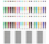 Akamino 150 Pcs Plastic Beadable Pen, 25 Colors Ballpoint Pen with Pen Refills fo Creative DIY, Colored Writing Tools for Student Teacher Gift Office School Supplies - 50 Black Ink 50 Blue Ink