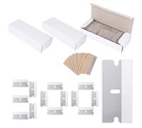 Akamino 300 PCS Replacement Scraper Blades, Double Edged Plastic Scraper, Car Sticker Remover, Glass Paint Scraper Cleaning Tool for Removing Decals, Label, Glue, Sticky Stuff (3 Box)