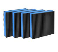 Akamino 4 Pcs Rubber Anti Vibration Pads, 4 x 4 x 7/8 Inch Heavy Duty Vibration Isolation Mats with EVA Center, Sound Isolation Ribbed Rubber Mats for Air Compressos, Conditioner, Treadmill, HVAC Wash