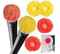 Akamino 400 Pieces Disposable Microphone Cover - Sanitary Non-Woven Handheld Karaoke Windscreen Mic Cover for KTV Recording Room Stage Performance, 3 Inch, Yellow and Red