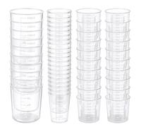Akamino 50 Pcs Plastic Measuring Cups, 30ml 50ml 100ml Resin Epoxy Mixing Cups, Graduated Medicine Measuring Jugs with Clear Scales, Kitchen Beakers Cups for Cooking, Lab Measuring Tasks