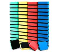 Akamino 52 Pcs Magnetic Whiteboard Eraser Bulk, 4 Colors Magnetic Dry Eraser with Thick Felt Pad, Mini White Board Foam Cleaner for Home School Office (5x5x2cm,Square)