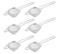 Akamino 6 Pcs Small Stainless Steel Fine Mesh Strainers with Hanging Hooks, 23x8.5cm Cocktail Strainer Sieve, Cone Shaped Kitchen Colander Bar Strainer for Juice Tea Coffee Flour Filter