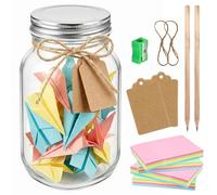 Akamino Memory Glas Jar, Reasons Why I Love You Jar with 400 Note Cards and Gift Tags, Happy Memory Glass for DIY Art Crafts, Daily Positivity Joyful Memories Thoughtful Gift for Women