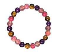 Akanjee London Healing Gemstone Bracelet, Multicoloured, Natural Quartz, Tiger's Eye and Amethyst, Handmade Beaded Style, Adjustable, 15-20cm Length