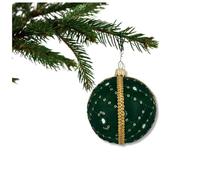 Akansh Bauble - 8 cm | Deep Green Handmade Bauble with Mirror & Sequin Embroidery | Luxury Fabric Ornament with Gold Trim | Sustainable Year-Round Décor | UK Artisan Crafted Gift