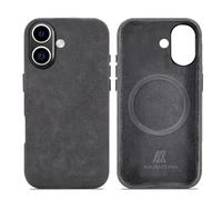 AKANTRA Alcantara Case for Apple iPhone16 Plus, Handmade Fully-Wrapped Synthetic Suede Cover, Compatible with Magsafe Wireless Charging (Black, for iPhone16 Plus)