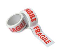 AKAR - 48mm x 66M Strong Fragile Printed Packaging Tape for Parcel and Carton l Packing Tape l Secure and Sticky for Cardboard Sealing Suitable for Moving House (Pack of 2)