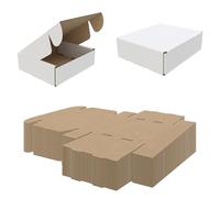 AKAR Die Cut Boxes - White Cardboard Boxes for Small Parcel & Postal Shipping - 6x5x1.75" / 152x127x44mm (50)