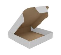 AKAR White Mini Large Letter Size Box - 101x101x20mm, Sturdy Corrugated Cardboard Postal Box - Compact C7 PIP for Shipping and Packing - Includes 500