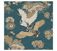 Akari Kyoto Cranes Floral Wallpaper Teal Rasch 282770