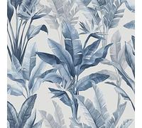 Akari Madagascar Leaf Wallpaper Blue Rasch 282893 Tropical