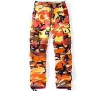 AKARMY Womens Cargo Pants with Pockets Outdoor Casual Ripstop Camo Military Combat Construction Work Pants, 2083 Orange Camo, 14