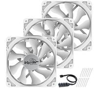 Akasa 120mm Viper White Fan, PWM Case Fan, HDB Long Lifespan Bearing, PWM Splitter Hub and Anti-Vibration Rubber Mounts Included, 3 Pack, AK-FN065-WKT03
