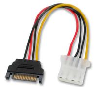 Akasa - 4 Pin Molex Female To 15 Pin Sata Male Connector Lead, 15Cm
