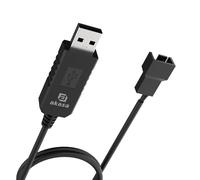 Akasa 5V to 12V DC Step-Up Voltage Converter Cable for USB Type-A to 3-Pin & 4-Pin PC Fan, 0.6M, Up to 12V / 0.7A Output, AK-CBFA10-60BK