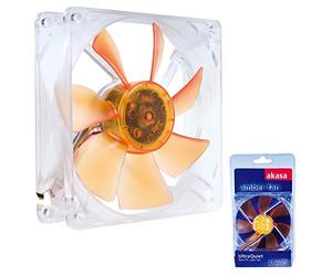 Akasa 92mm Amber | Silent Fan | 18.0dB | 3-pin to 4-pin adapter | 1400 RPM | High Airflow & Static Pressure | For PCs, Heatsink, CPU cooling and Ventilation | AK-184-L2B