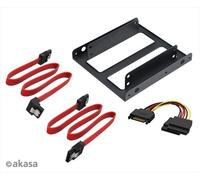 Akasa 2.5" SSD & HDD Adapter with SATA Cables | 4-in-1 | SATA Power Y-Splitter Cable | 180° to 180° & 90° to 180° SATA 3.0 Data Cables | 3.5” to 2.5” Mounting Bracket | AK-HDA-11