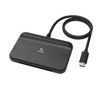 Akasa Contactless NFC SmartCard Reader and External Electric ID Memory Card Reader, Use & Play, USB-C 100cm Cable with LED Indicator, Black, Supports Windows, Linux and macOS, AK-CR-15BK