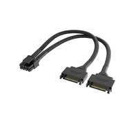 Akasa Dual SATA to 8-Pin CPU Power Adapter Cable, CPU 8 Pin Splitter (4+4), 18 AWG, EPS Converter Adapter Extension Sleeved Cable, Convert 2 SATA CPU to Motherboard 8Pins, 15cm, Black, AK-CBPW33-15