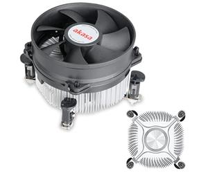 Akasa Dual Socket Aluminium CPU Cooler | Low Noise 92mm PWM Fan | Heatsink with Aluminium Core | Pre-applied Thermal Compound | Designed for LGA 775/1200/115X | AK-CCE-7104EP