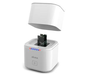 Akasa DuoDock MX | Dual M.2 PCIe NVMe SSD Docking Station with Offline Clone | Up to 10Gbps | Built-in Cooling Fan and Protective Cover | For M.2 PCIe M key and B+M key SSD |AK-DK09U3-WHCM