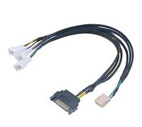 Akasa FLEXA FP3S | 1 to 3 Ways | 4-pin PWM Fan Splitter Cable | Supports 3 PWM Fans from a Single Motherboard PWM Header | With 15-pin SATA PSU Connector | Black Braided Cable | 30cm | AK-CBFA06-30