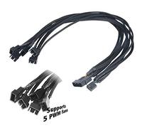 Akasa FLEXZ FP5 | 1 to 5 Ways | 4-pin PWM Fan Splitter Cable | Supports 5 PWM Fans From a Single Motherboard Header | With 4-pin Molex PSU Connector | 45cm | Black Braided Cable | AK-CBFA03-45