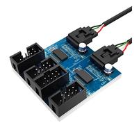 Akasa Internal 1-to-4 USB 2.0 Splitter Hub Cable | Expands a USB 2.0 9-pin header to 4 headers | Includes Adhesive Tape | 30cm | AK-CBUB64-30BK