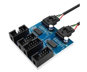 Akasa Internal 1-to-4 USB 2.0 Splitter Hub Cable | Expands a USB 2.0 9-pin header to 4 headers | Includes Adhesive Tape | 30cm | AK-CBUB64-30BK