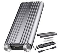 Akasa M.2 PCIe NVMe SSD to USB 3.2 Gen 2x2 Aluminium Enclosure | 20 Gbps Transfer Rate | Tool-free External SSD Enclosure | Space Grey | Included Carrying Pouch and Thermal pad | AK-ENU3M2-07