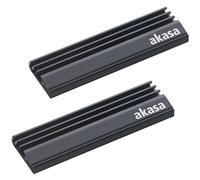 Akasa M.2 SSD Heatsink | Aluminum Heatsink Cooling Fin | Pre-applied Thermal Adhesive Tape | 71 x 22 x 6.4mm | Suitable for M.2 2280 SSD & PS5 Pro | Black | 2 Pack | A-M2HS01-KT02